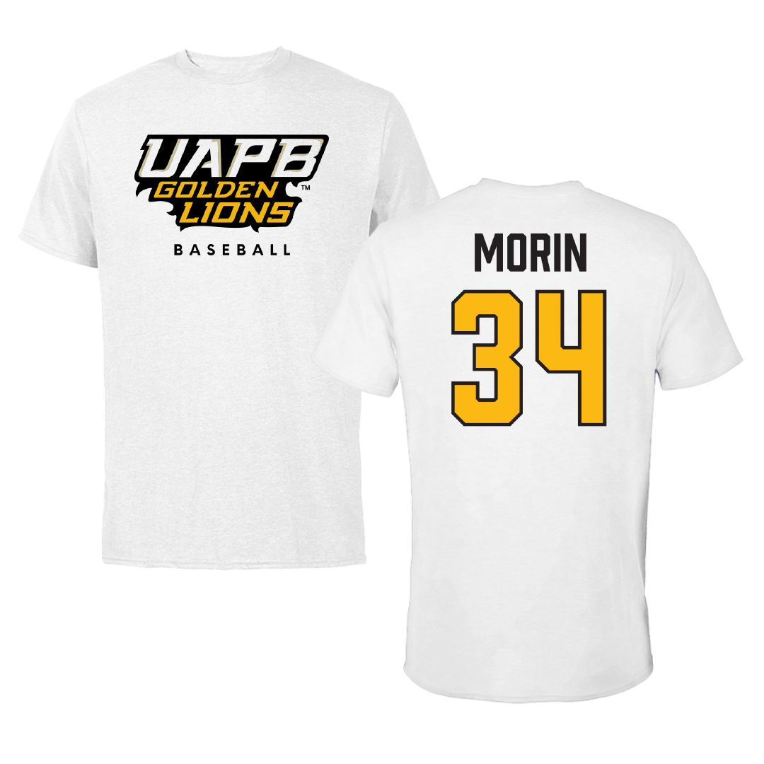 University of Arkansas-Pine Bluff Baseball White Performance Tee - #34 Ryland Morin