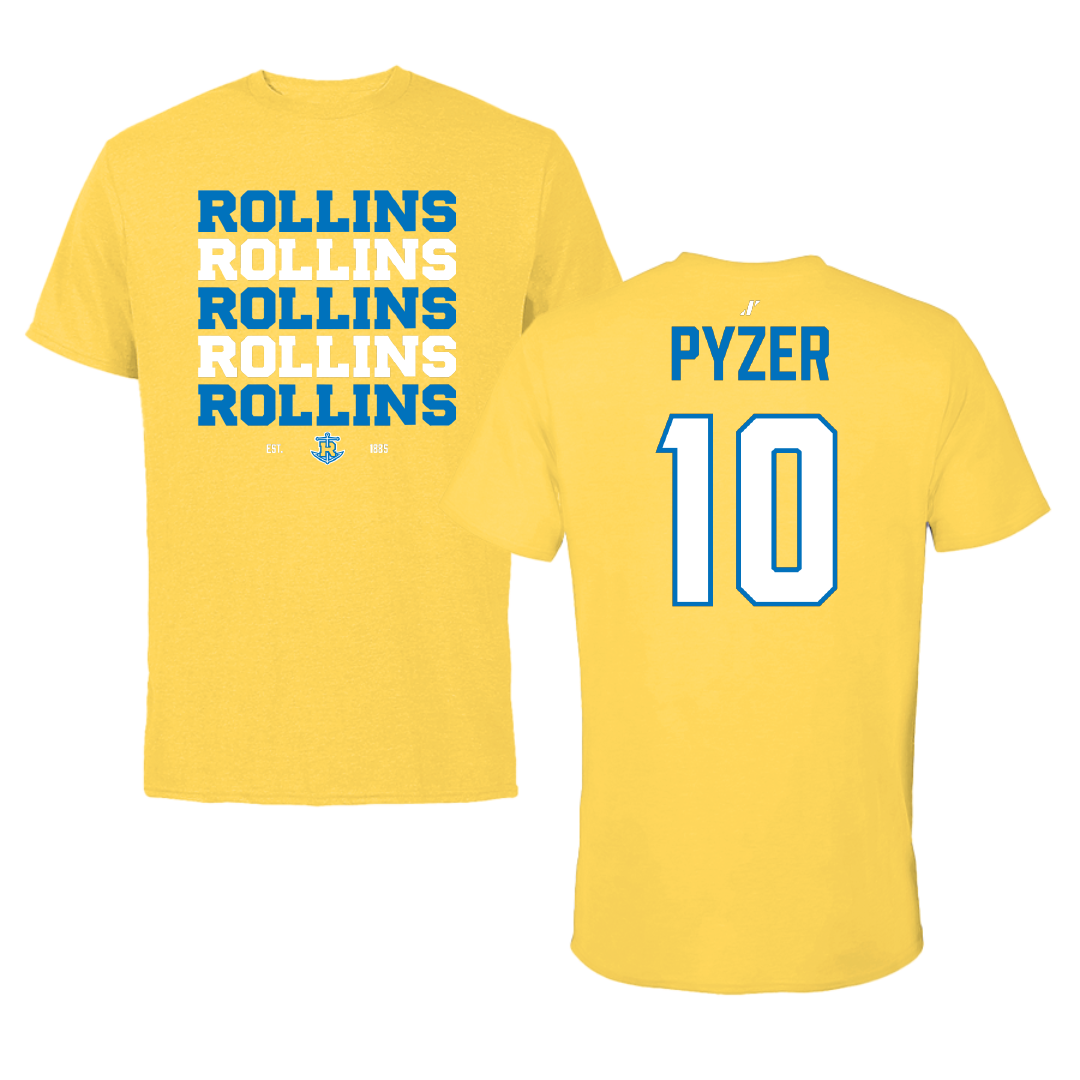 Rollins College Baseball Yellow General Tee - #10 Dalton Pyzer
