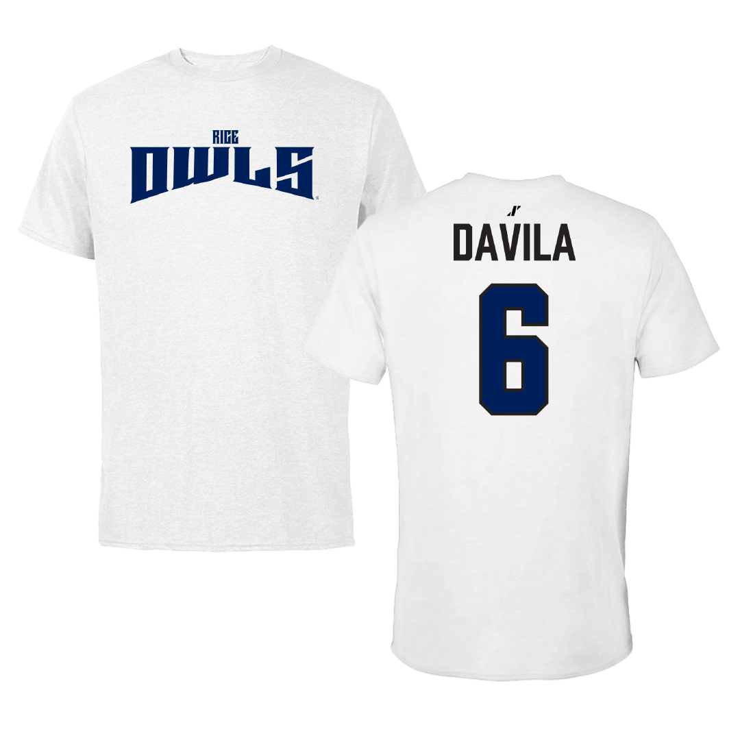 Rice University Baseball White Classic Performance Tee - #6 Landis Davila