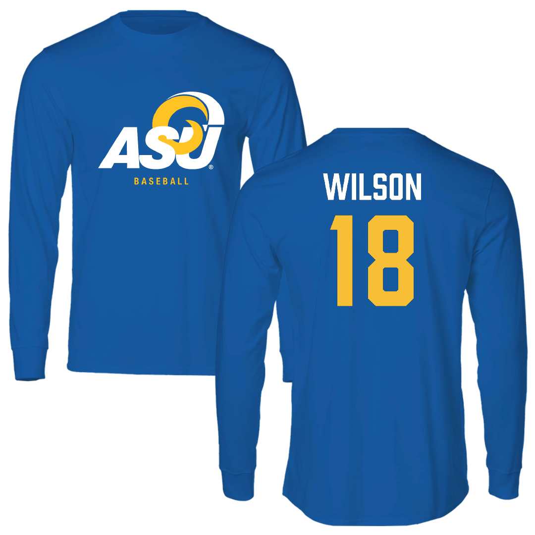 Angelo State University Baseball Blue Performance Long Sleeve - #18 Braden Wilson