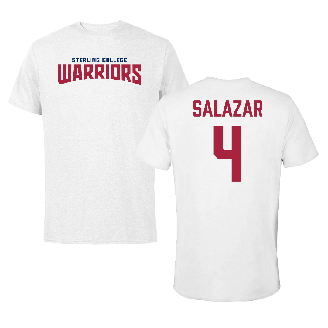 Sterling College Basketball White Classic Performance Tee - #4 Cameron Salazar