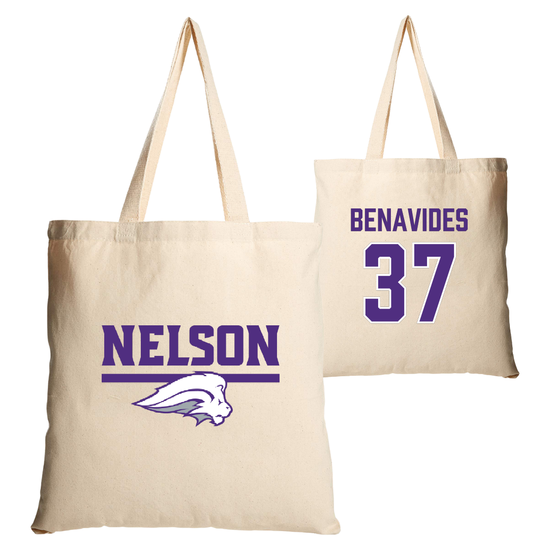 Nelson University Baseball Tan Canvas Tote Bag - #37 Eli Benavides