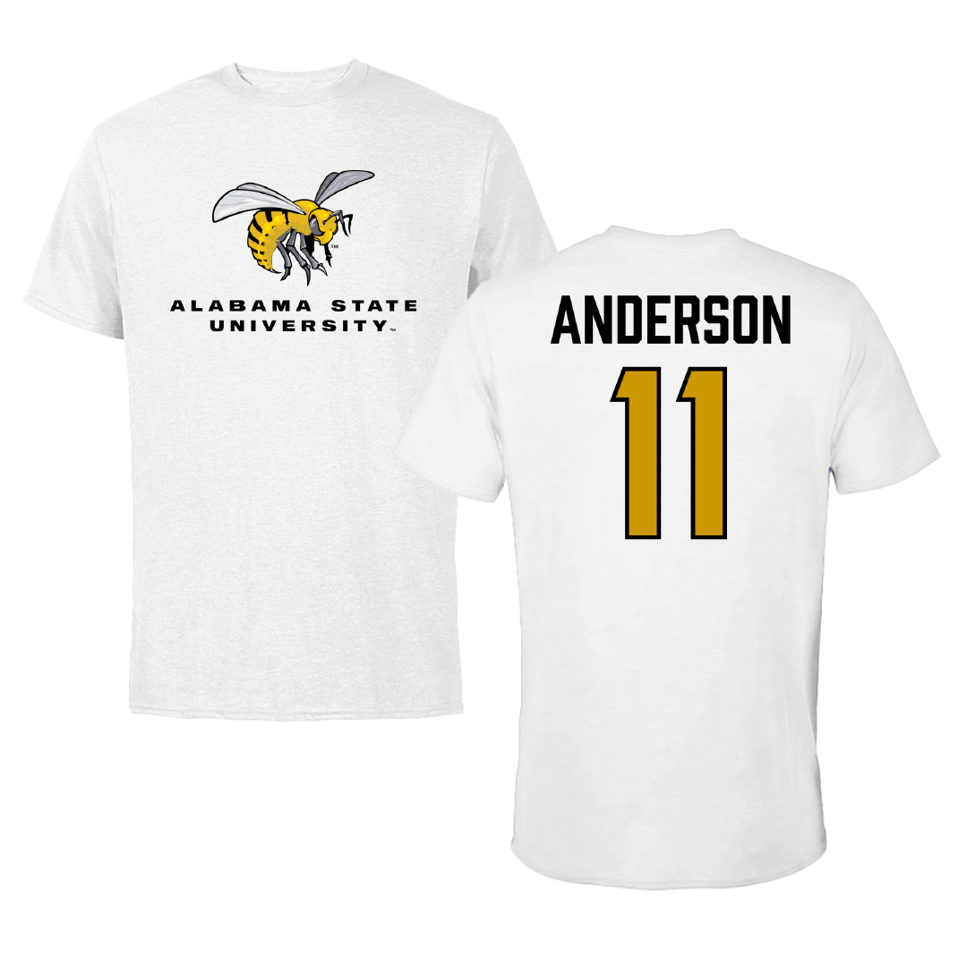Alabama State University Volleyball (W) White Tee - #11 Zoey Anderson