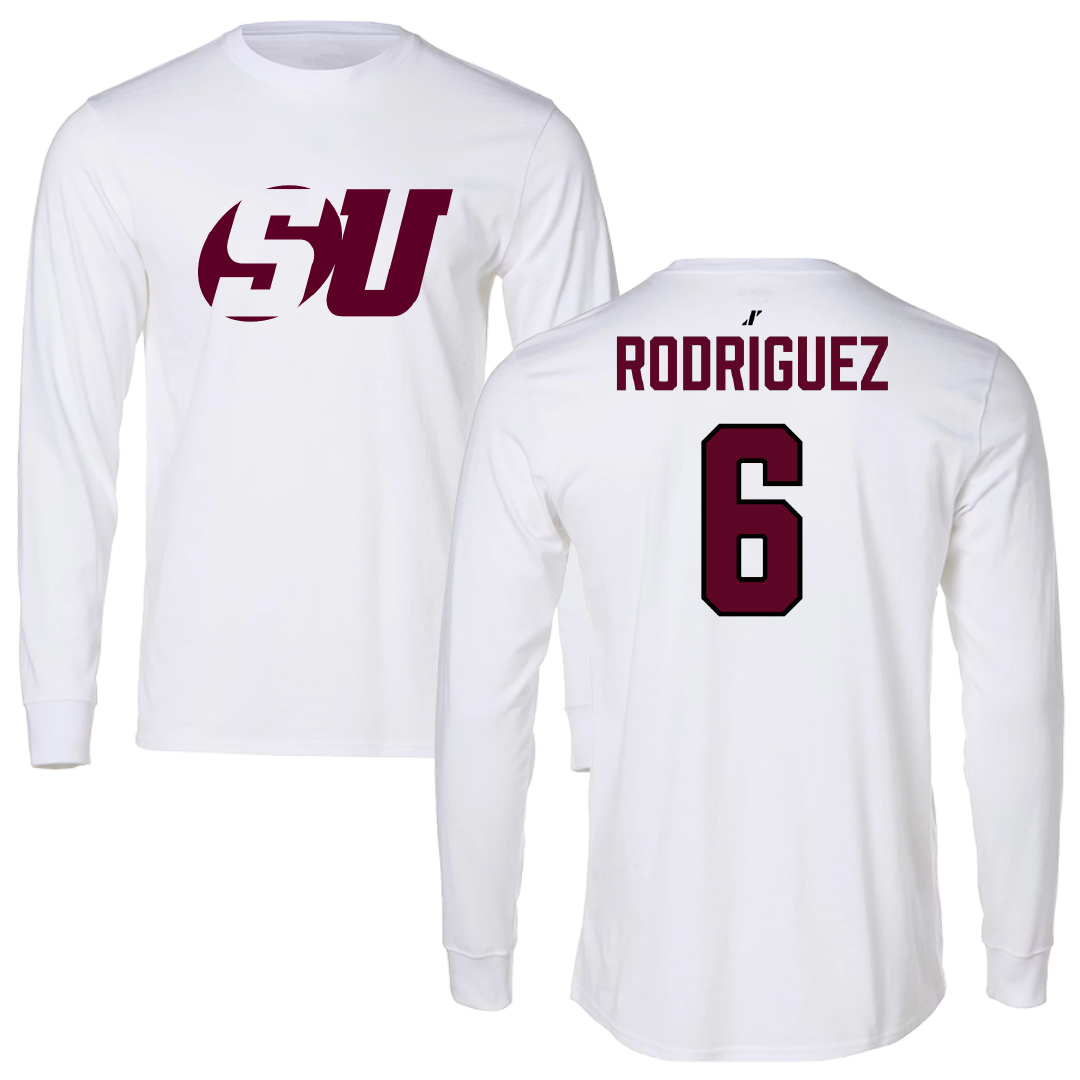 Schreiner University Baseball White Performance Long Sleeve - #6 Daniel Rodriguez