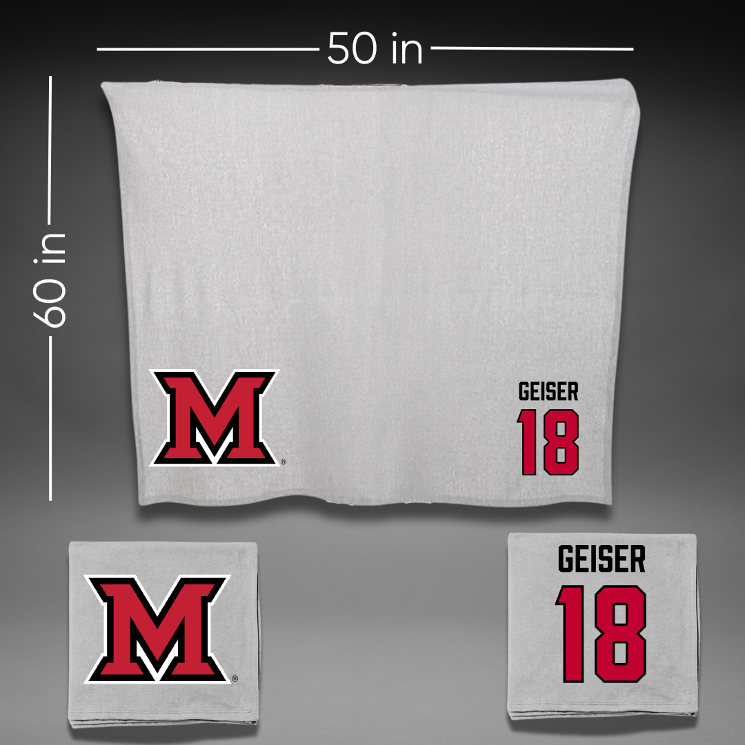 Miami University (Ohio) Baseball Gray Blanket - #18 Jack Geiser
