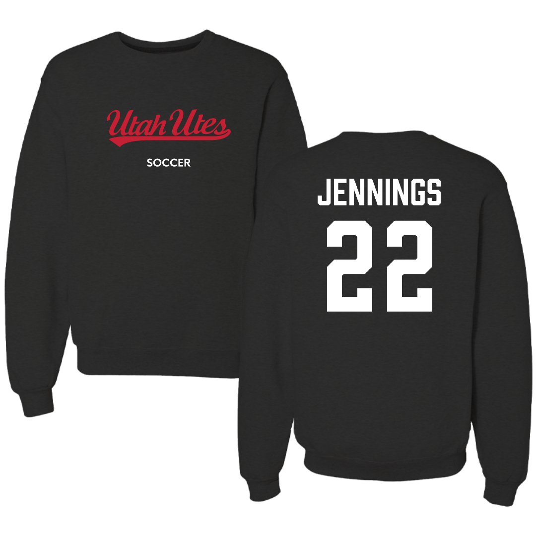 University of Utah Soccer (W) Black Crewneck - #22 Kyla Jennings