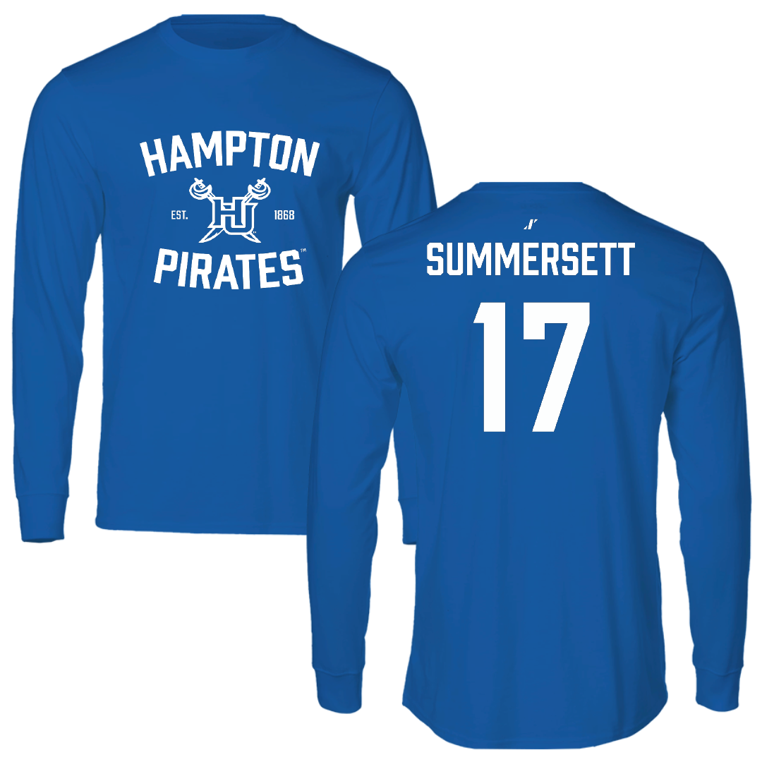 Hampton University Football Blue General Performance Long Sleeve - #17 James Summersett