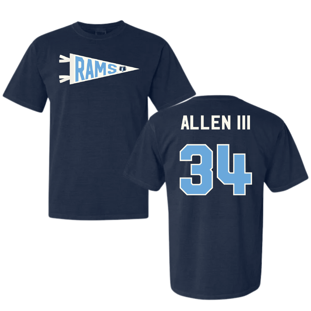 University of Rhode Island Basketball Navy Pennant Comfort Colors Tee - #34 Ray Allen III