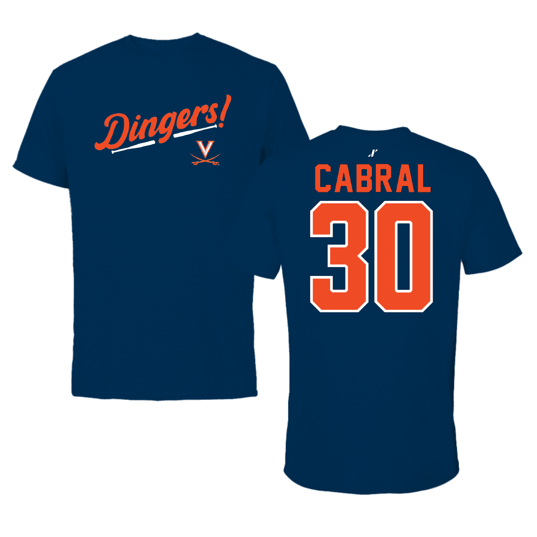 University of Virginia Softball Navy Dingers Tee - #30 Bella Cabral