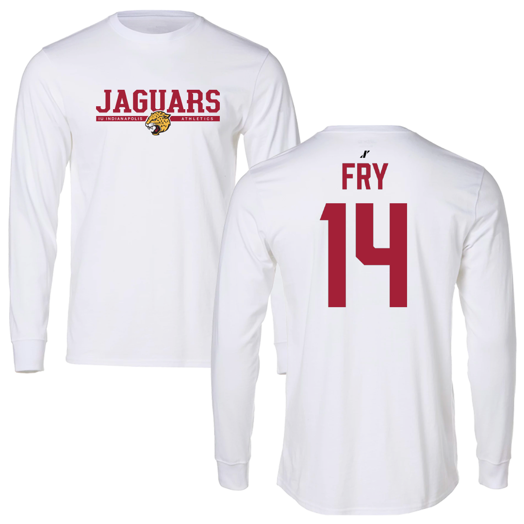 Indiana University Indianapolis Softball White Performance Long Sleeve - #14 Alyssa Fry