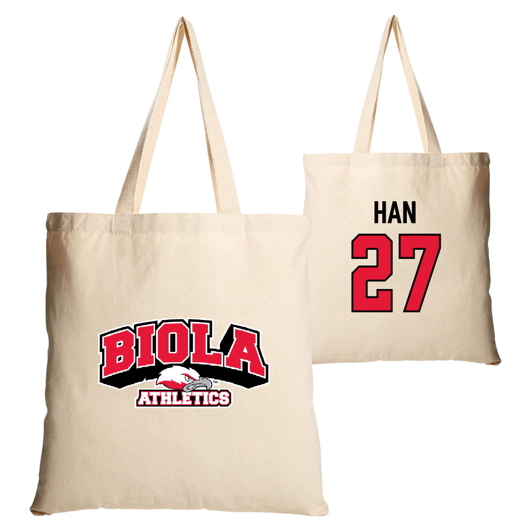 Biola University Baseball Tan Canvas Tote Bag - #27 Ryan Han