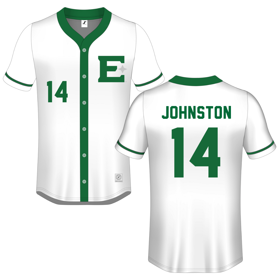 Eastern New Mexico University White Button-Down Jersey - #14 Destiny Johnston