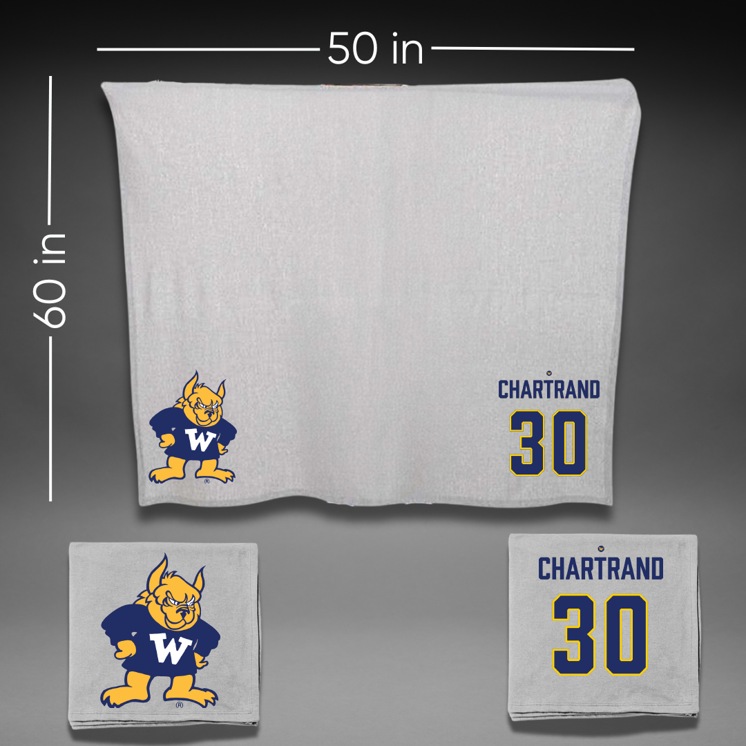 Webster University Basketball (M) Gray Blanket - #30 Ethan Chartrand