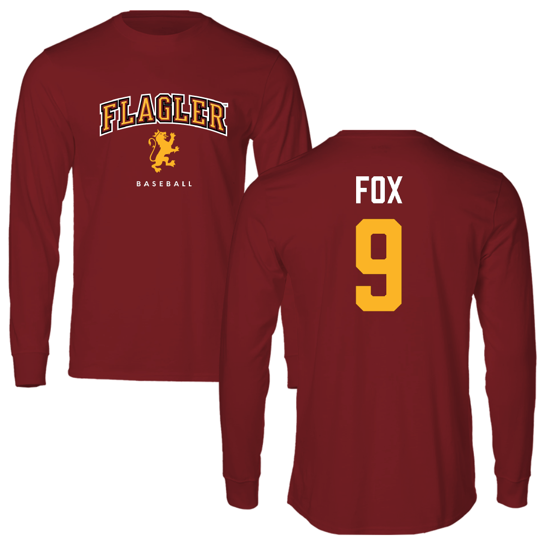 Flagler College Baseball Red Performance Long Sleeve - #9 Brayden Fox