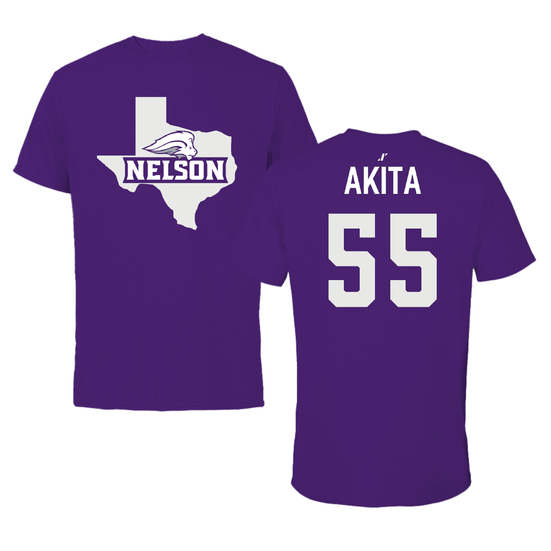 Nelson University Football Purple State Tee - #55 Jayden Akita