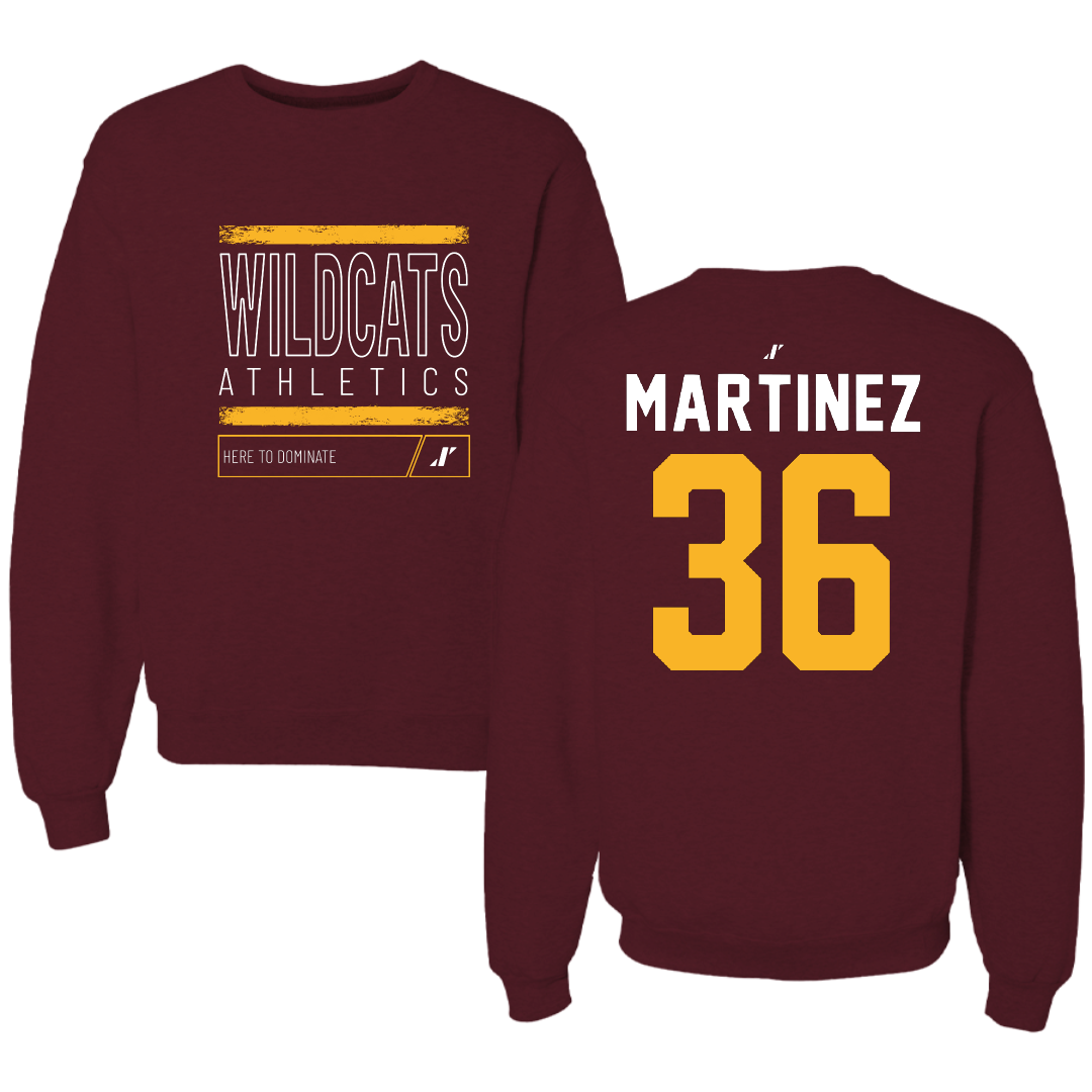 Bethune-Cookman University Baseball Maroon Dominate Crewneck - #36 Andrey Martinez