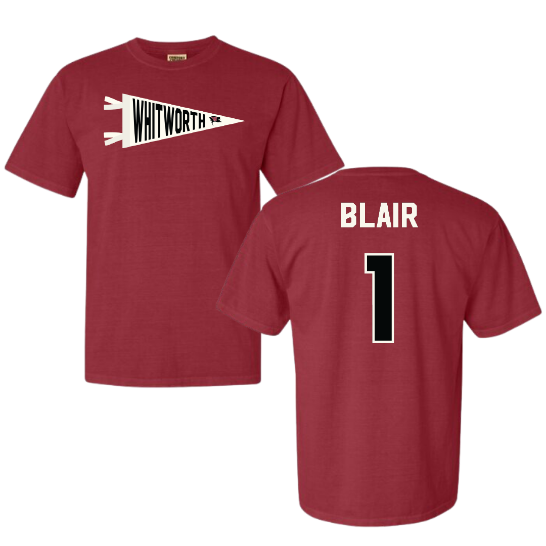 Whitworth University Baseball Crimson Pennant Comfort Colors Tee - #1 Rylen Blair