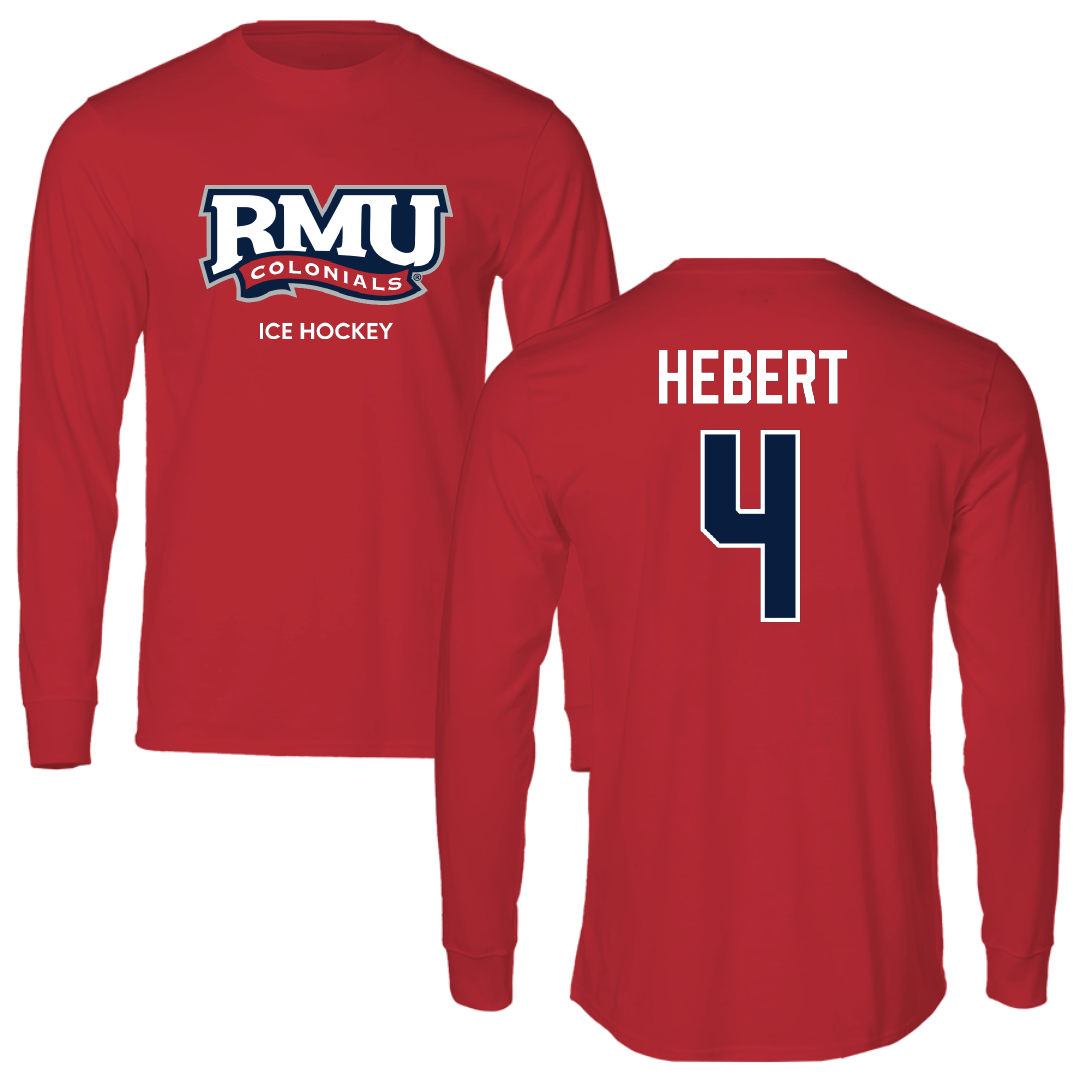 Robert Morris University Ice Hockey (W) Red Performance Long Sleeve - #4 Allyson Hebert