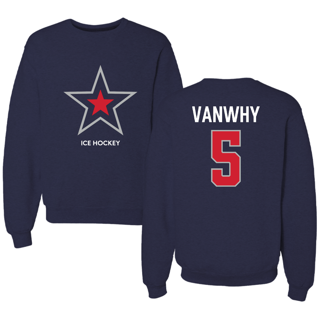 Robert Morris University Ice Hockey (M) Navy Mascot Crewneck - #5 Luke VanWhy