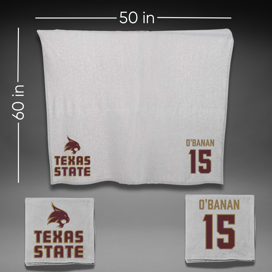 Texas State University Baseball Gray Blanket - #15 Cameron O'Banan