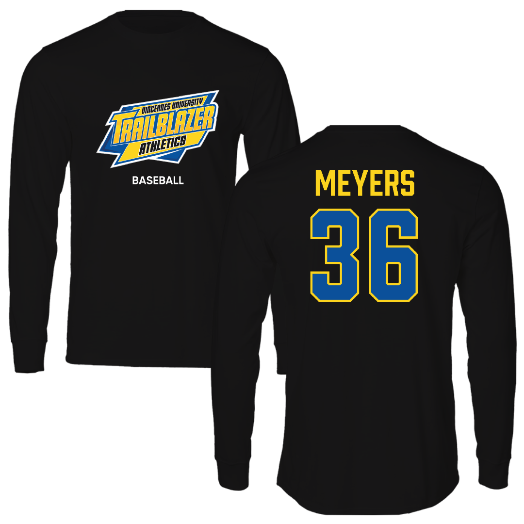 Vincennes University Baseball Black Performance Long Sleeve - #36 Talan Meyers