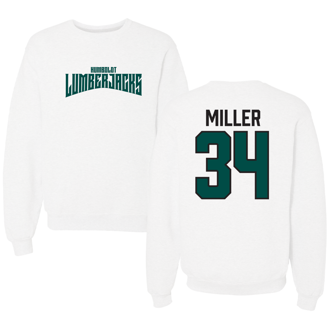 Cal Poly Humboldt Basketball White Classic Crewneck - #34 Kyla Miller