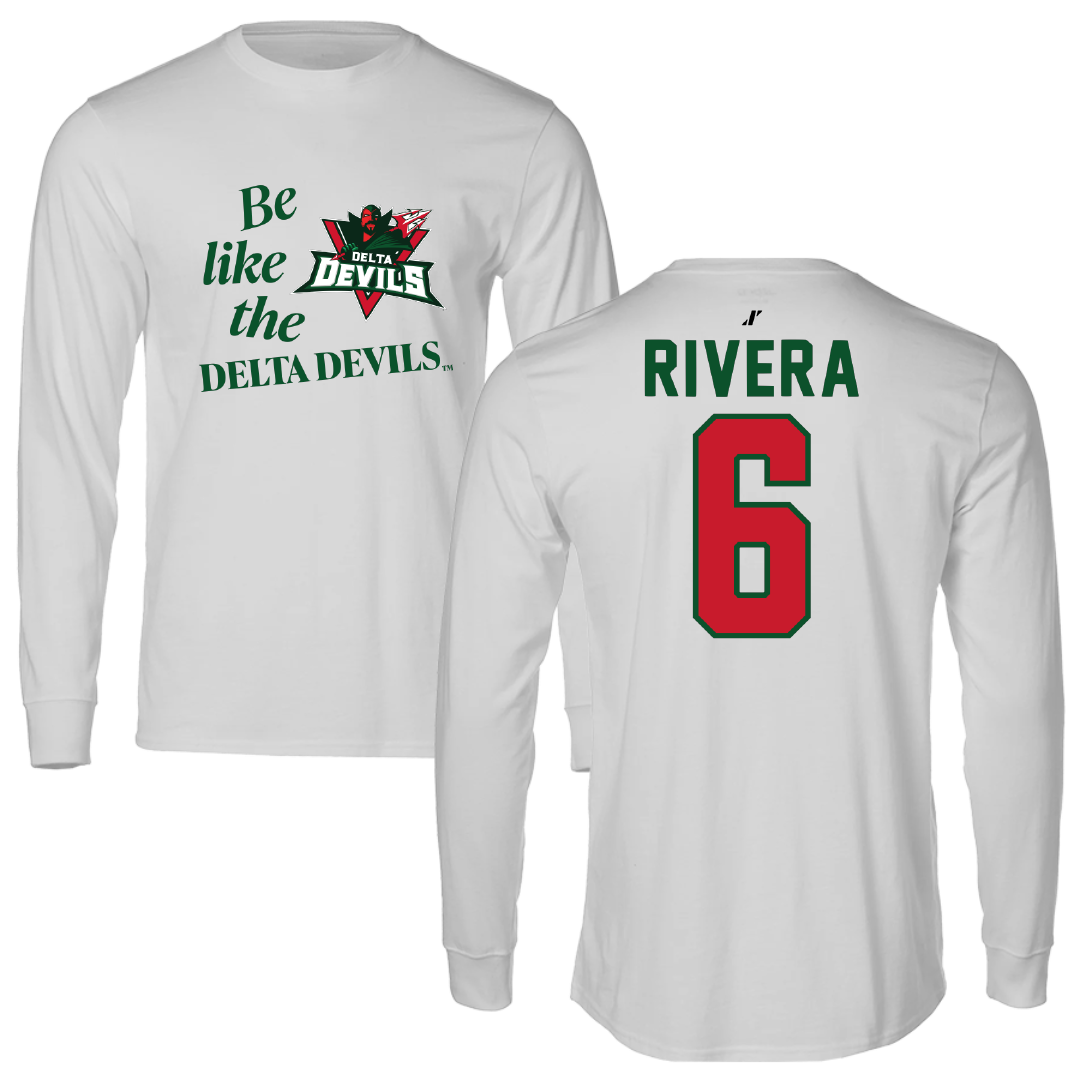 Mississippi Valley State University Baseball Light Gray Be Like Us Performance Long Sleeve - #6 James Rivera