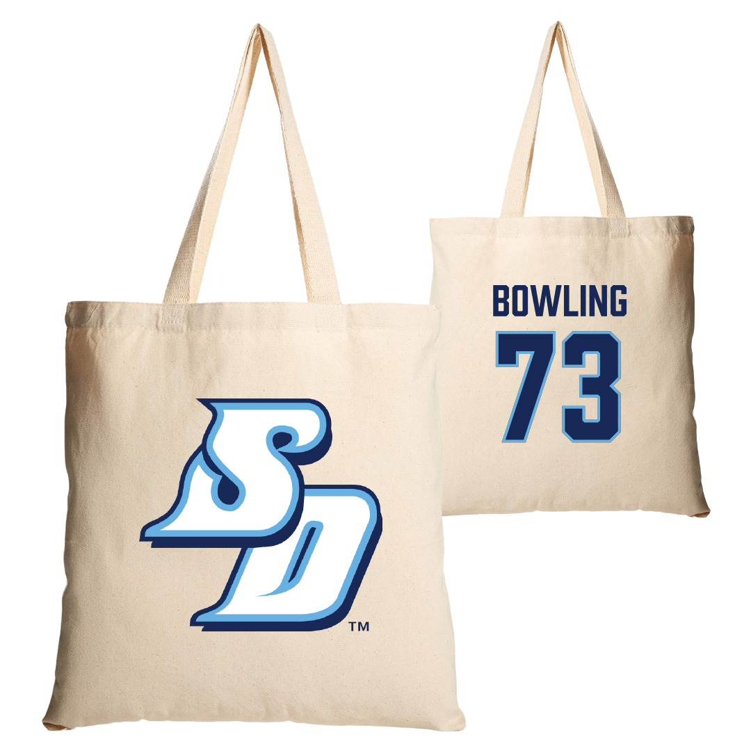 University of San Diego Football Tan Canvas Tote Bag - #73 Evans Bowling