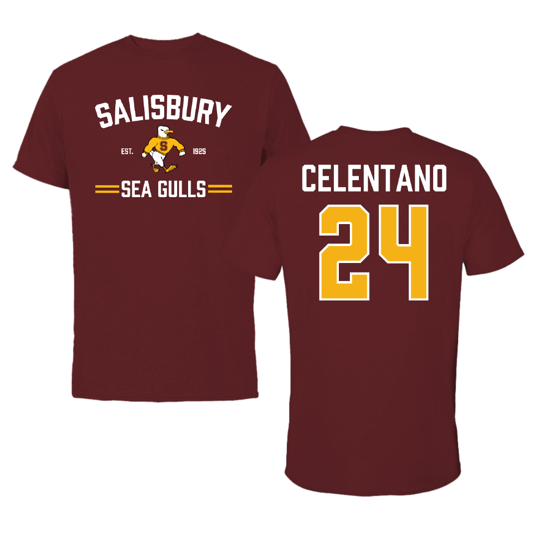 Salisbury University Football Maroon General Performance Tee - #24 Jimmy Celentano