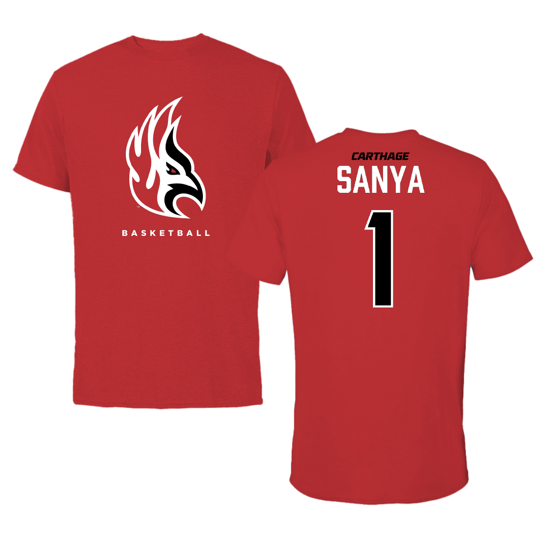 Carthage College Basketball (M) Red Tee - #1 Bo Sanya