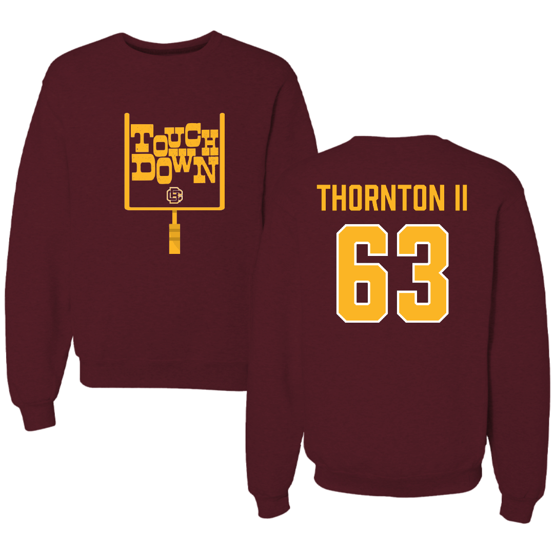 Bethune-Cookman University Football Maroon Touchdown Crewneck - #63 Timothy Thornton II