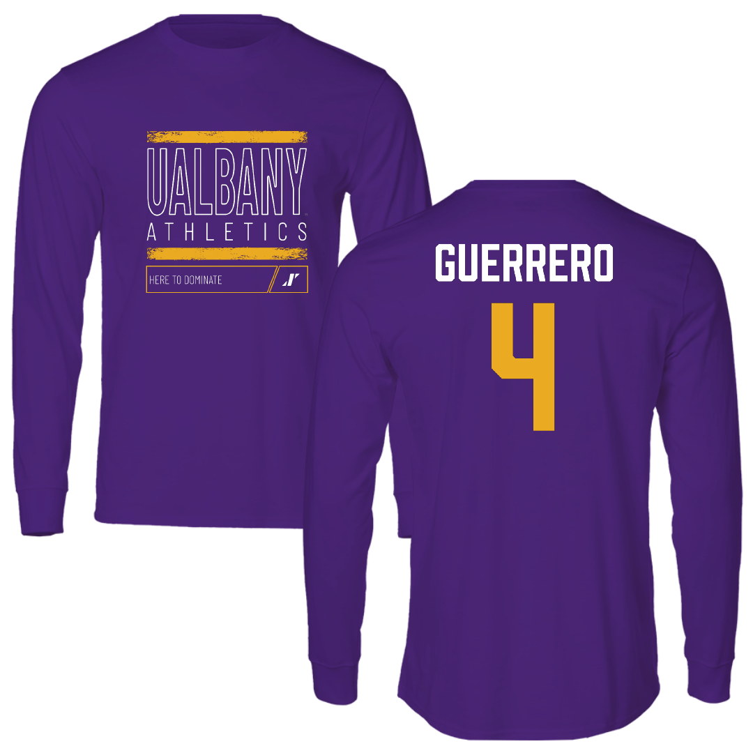 University at Albany Baseball Purple Dominate Long Sleeve - #4 Brian Guerrero