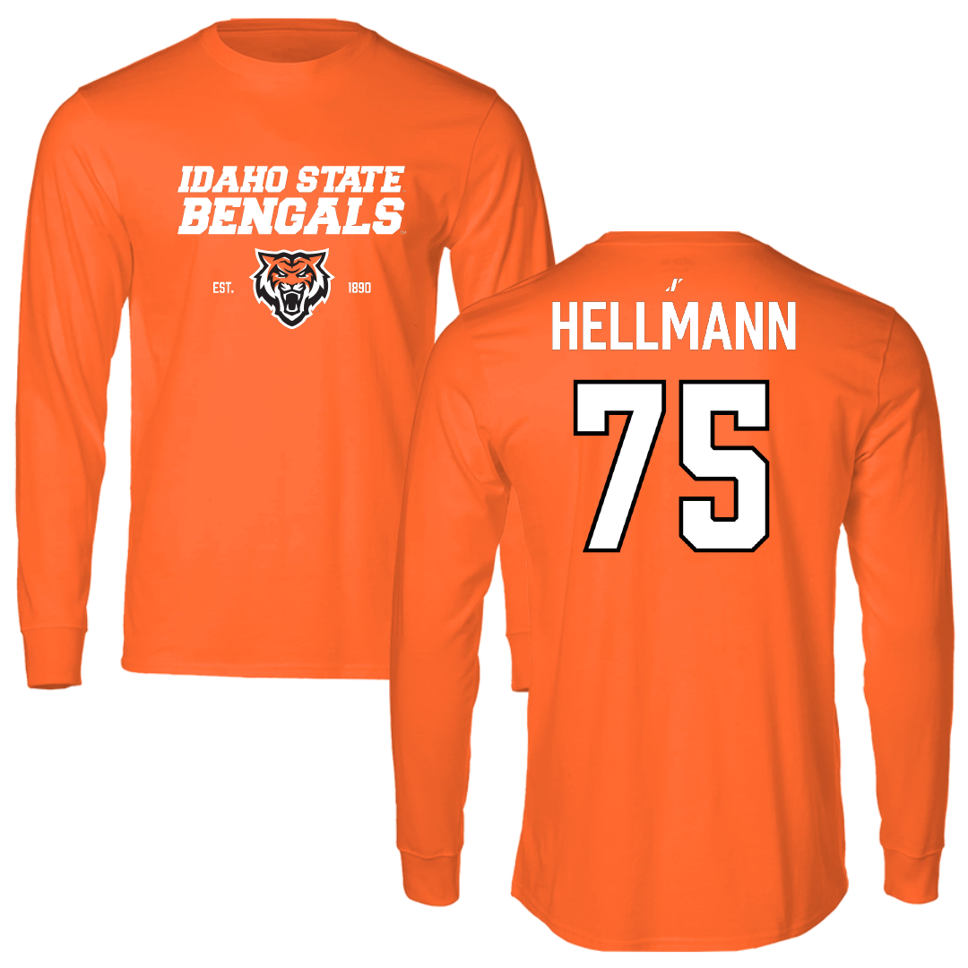 Idaho State University Football Orange General Performance Long Sleeve - #75 Jakob Hellmann