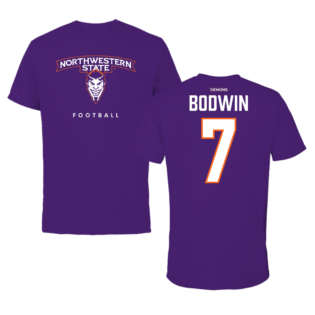 Northwestern State University Football Purple Mascot Tee - #7 Jeremiah Bodwin