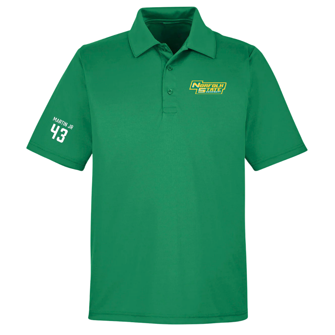 Norfolk State University Football Green Polo - #43 Richard Martin Jr