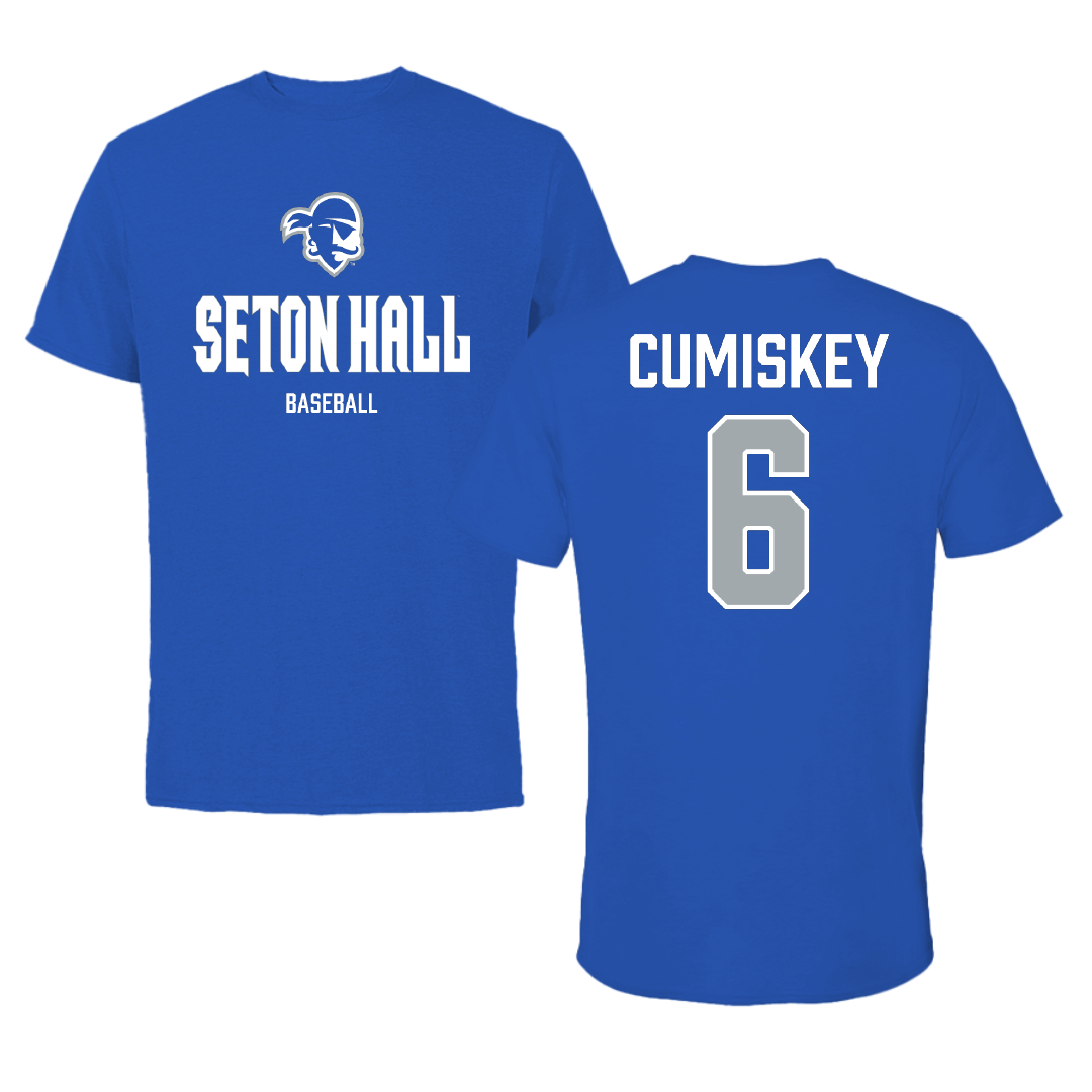 Seton Hall University Baseball Blue Performance Tee - #6 Casey Cumiskey
