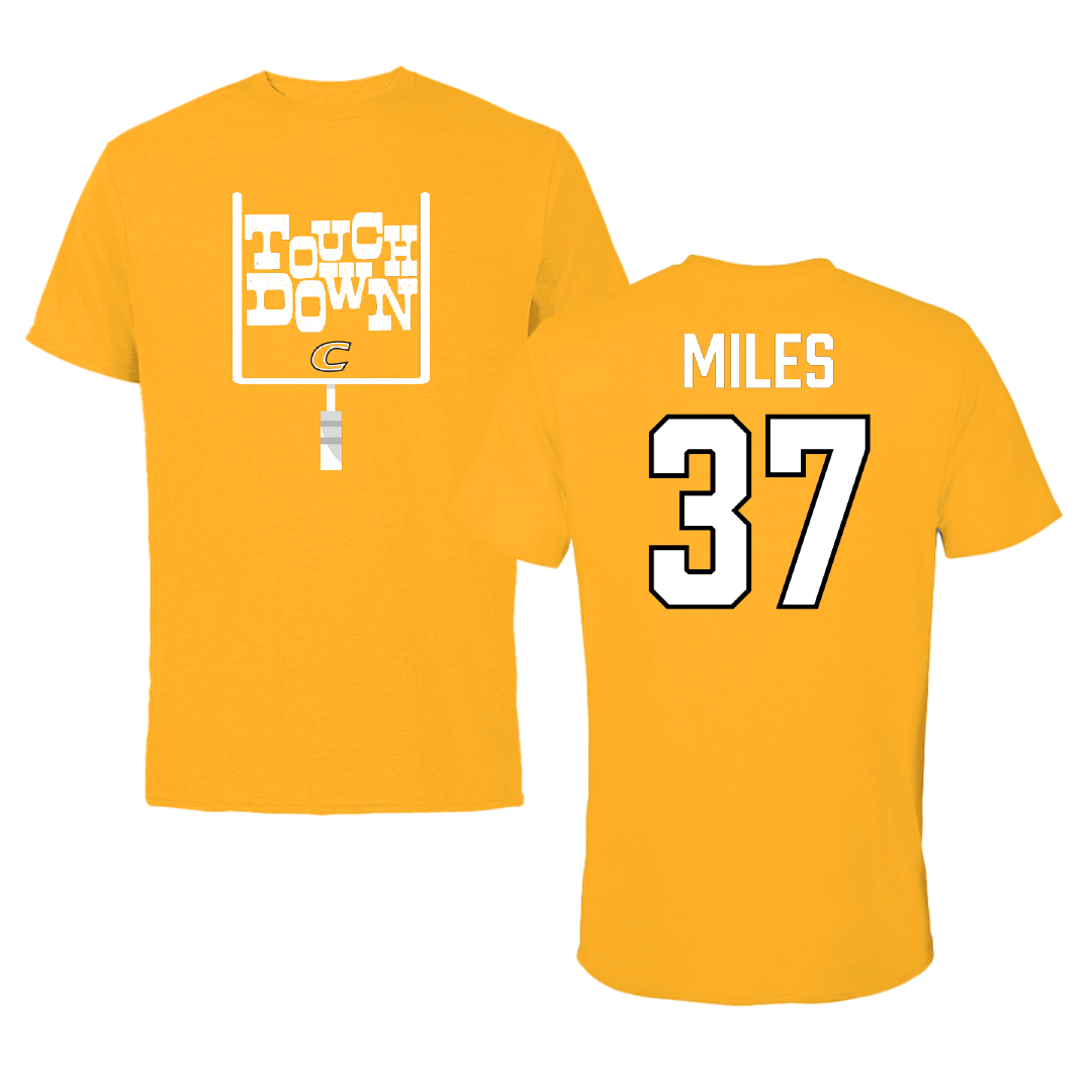 Centre College Football Gold Touchdown Tee - #37 Ryan Miles