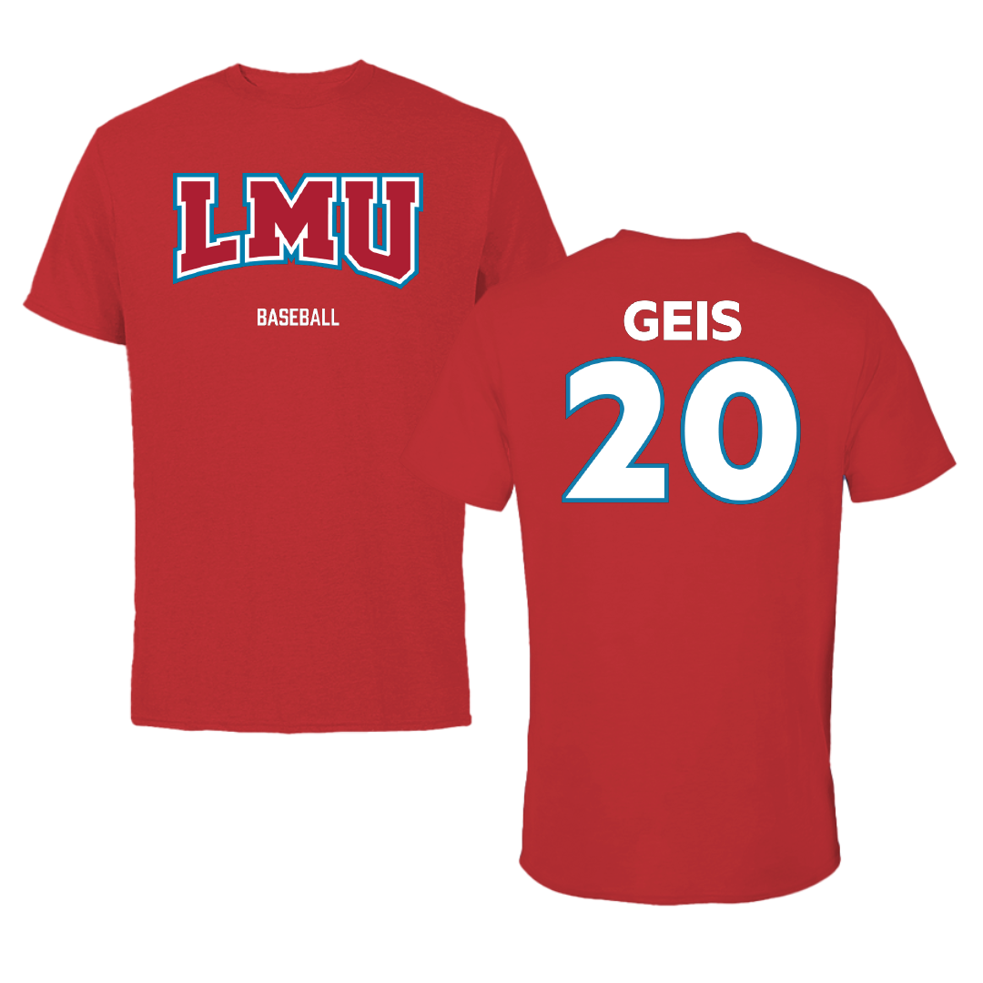 Loyola Marymount University Baseball Red Tee - #20 Jake Geis