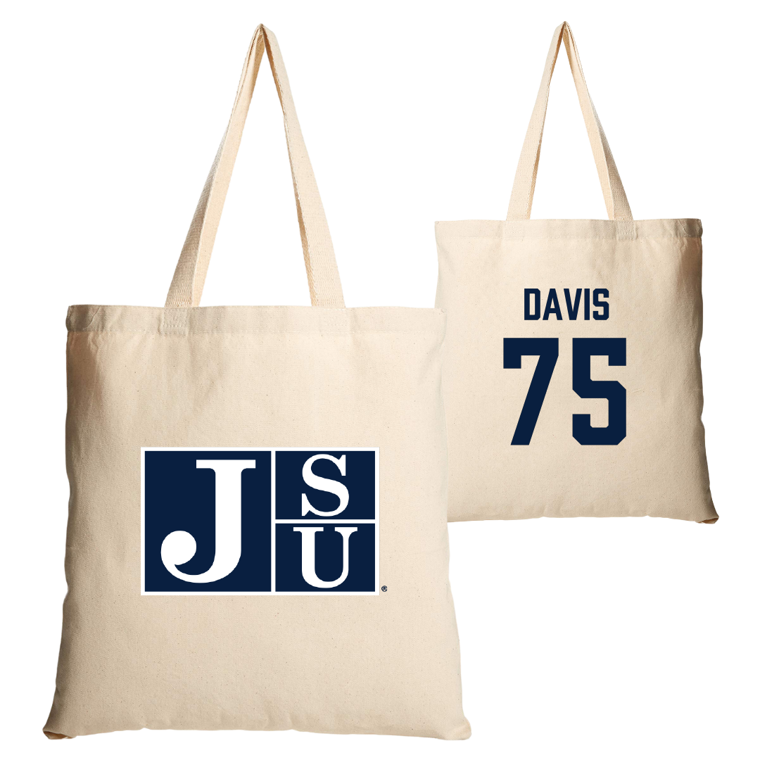 Jackson State University Football Tan Canvas Tote Bag - #75 Xavion Davis