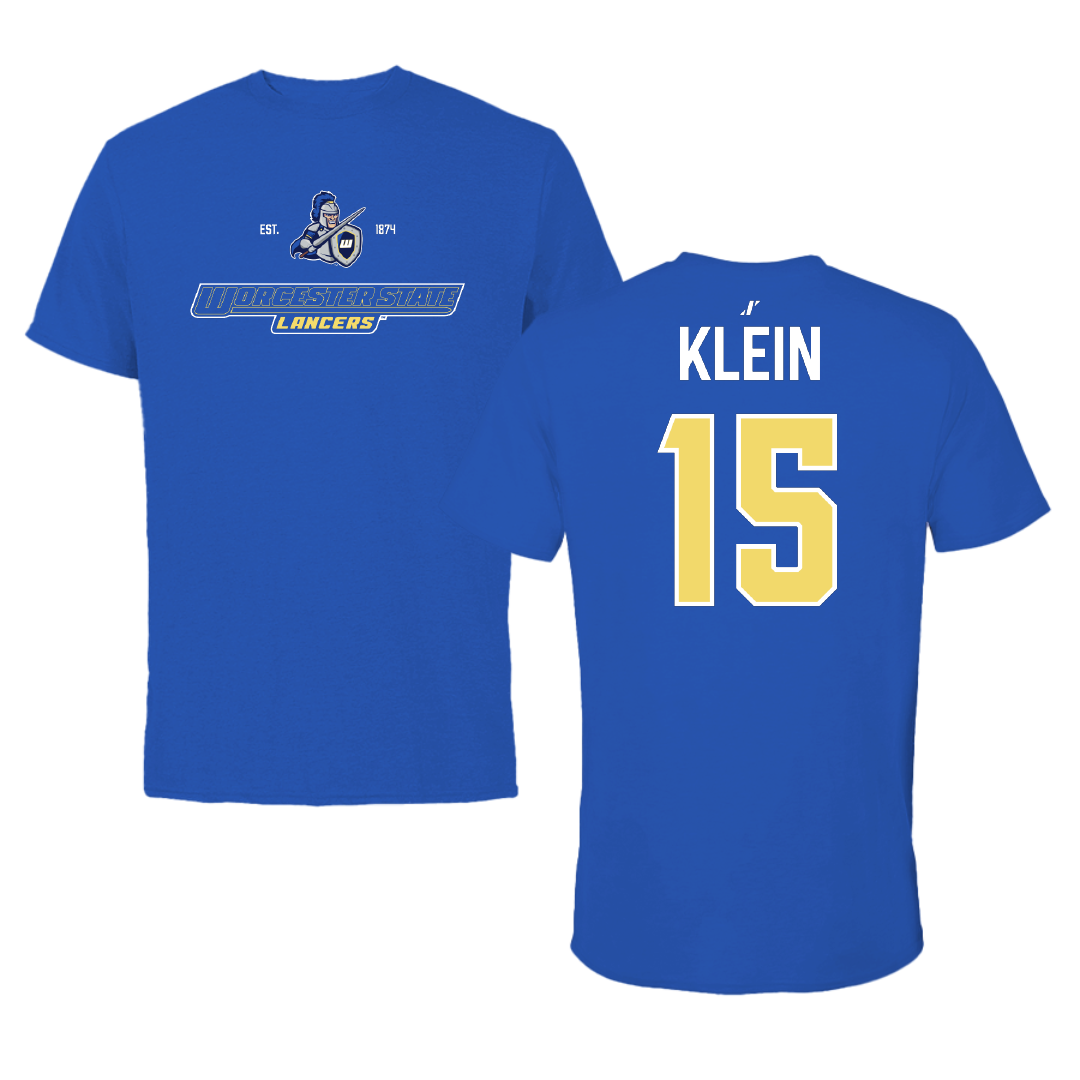 Worcester State University Football Blue General Performance Tee - #15 Ben Klein