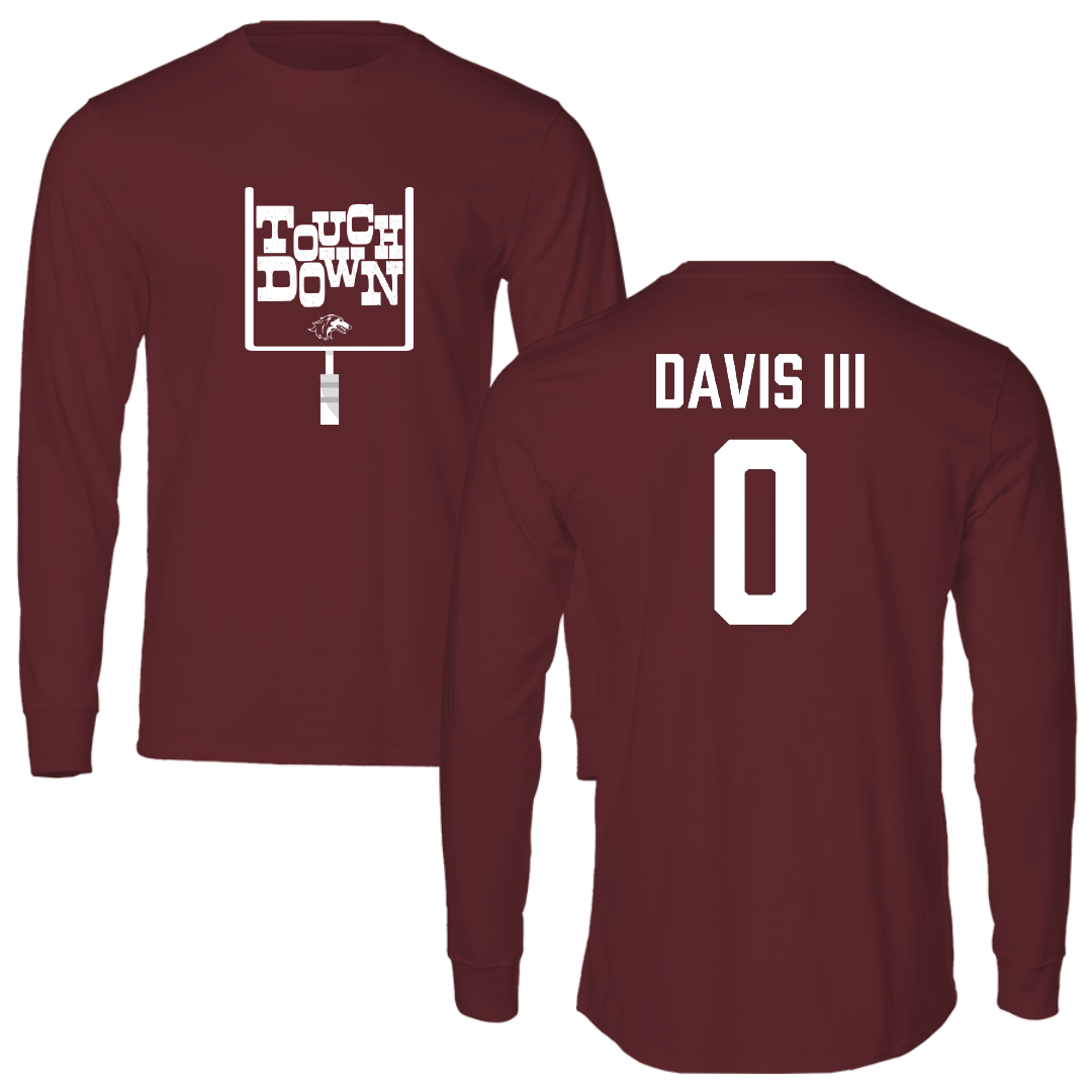 Southern Illinois University at Carbondale Football Maroon Touchdown Performance Long Sleeve - #0 Vinson Davis III