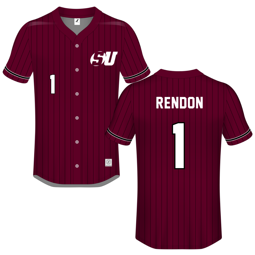 Schreiner University Maroon Button-Down Jersey - #1 Aiden Rendon