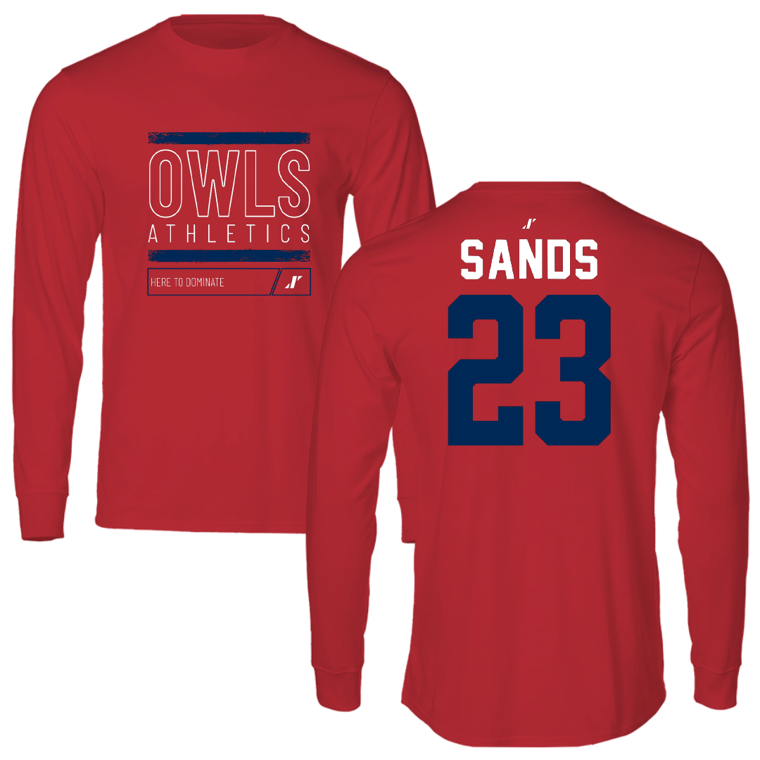 Florida Atlantic University Football Red Dominate Performance Long Sleeve - #23 Gemari Sands