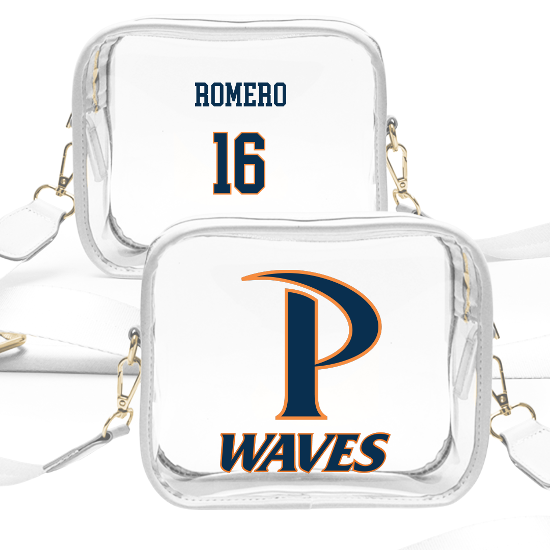Pepperdine University Baseball White Clear Stadium Bag - #16 Shawn Romero