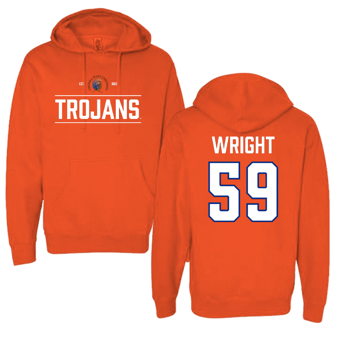 Virginia State University Football Orange General Hoodie - #59 Jay Wright