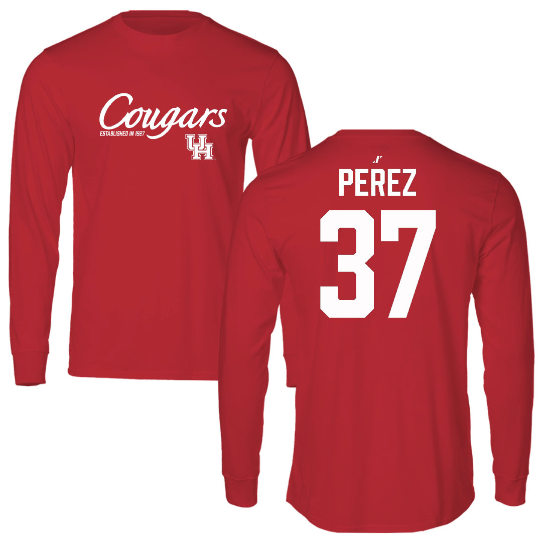University of Houston Baseball Red General Long Sleeve - #37 Xavier Perez