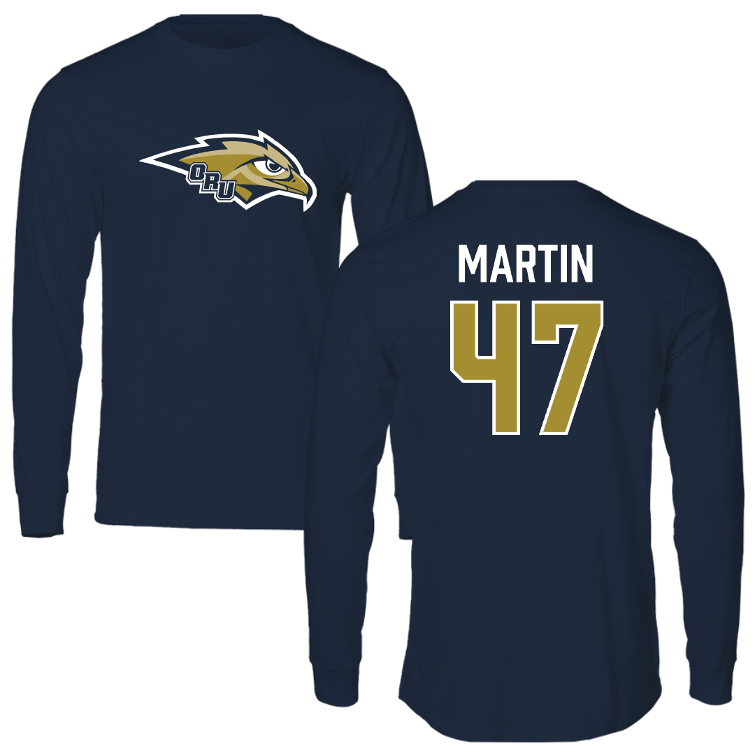 Oral Roberts University Baseball Navy Performance Long Sleeve - #47 Trent Martin