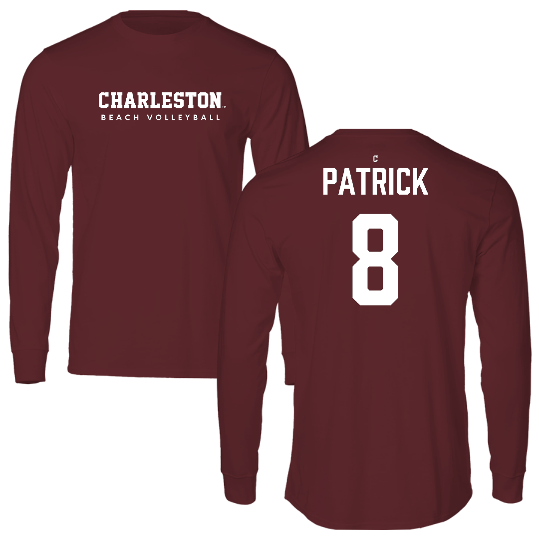 College of Charleston (South Carolina) Beach Volleyball Maroon Long Sleeve - #8 Jordan Patrick