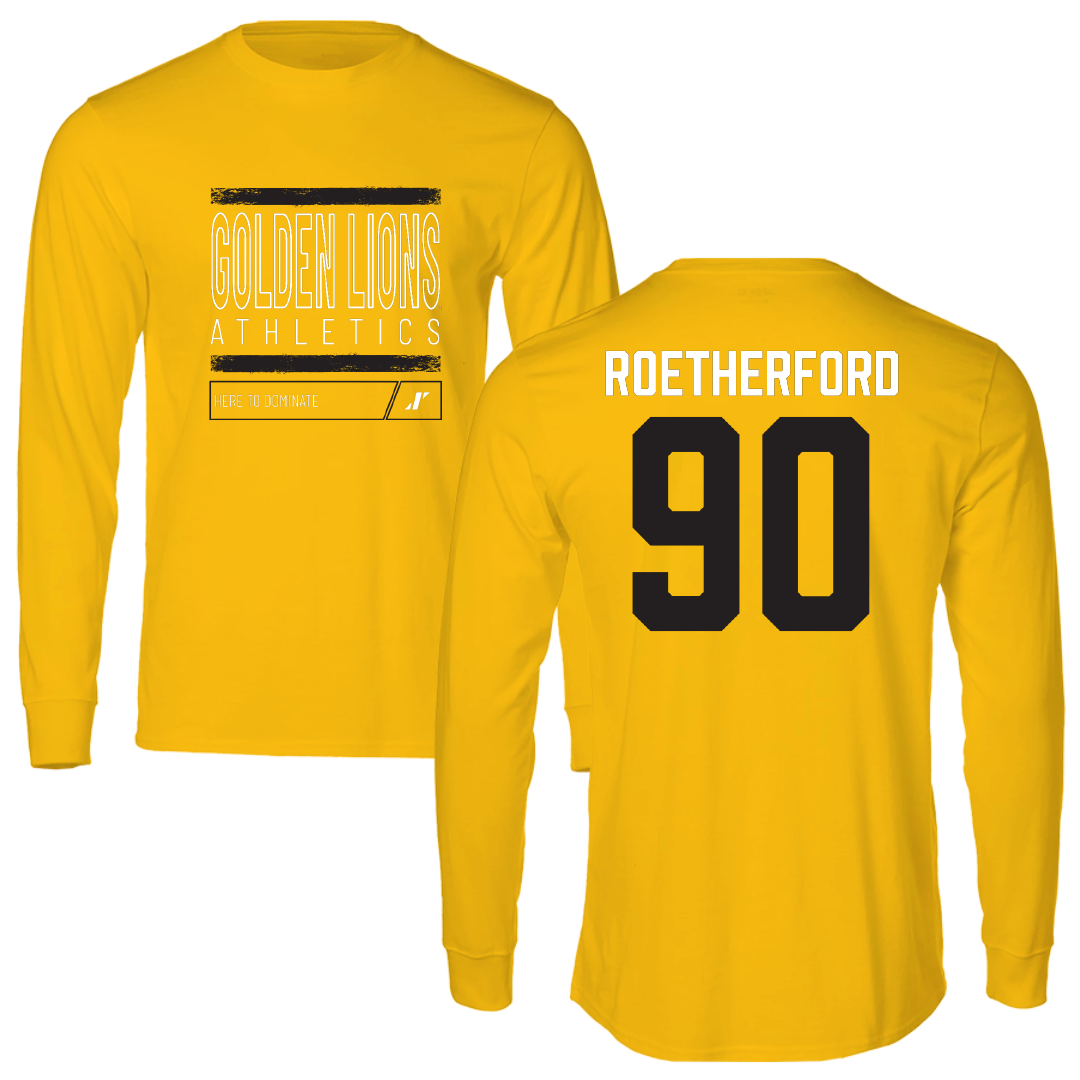 University of Arkansas-Pine Bluff Football Gold Dominate Long Sleeve - #90 Cameron Roetherford