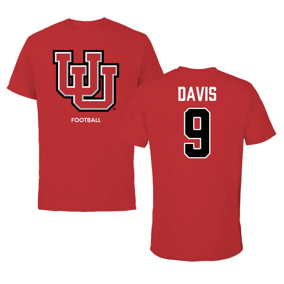 University of Utah Football Red Tee - #9 Elijah Davis